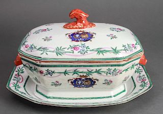 Chinese Export Porcelain Armorial Tureen & Platter