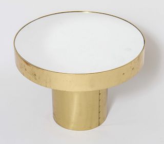 Modern Brass Accent Table w Round Mirror Top