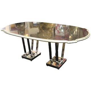 Art Deco Manner Dining Table w Chrome Metal Base