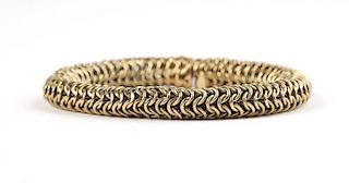 A gold chainmail rope bracelet