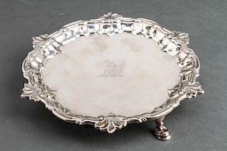 W. Peaston Georgian English Silver Salver 1749
