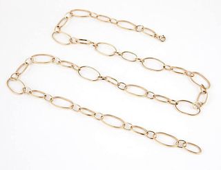 A gold oval link long necklace
