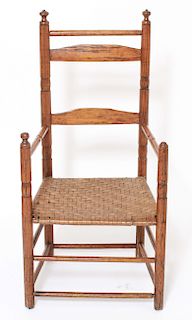Shaker Ladderback Arm Chair w Woven Seat