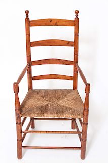 Shaker Ladderback Arm Chair w Rush Seat