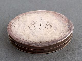 John Taylor Silver Engraved Oval Pill Box, 1794