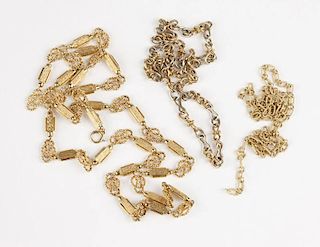 A collection of gold neck chains