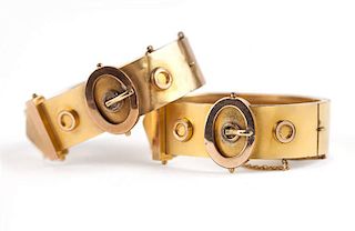 A pair of Victorian buckle bangles