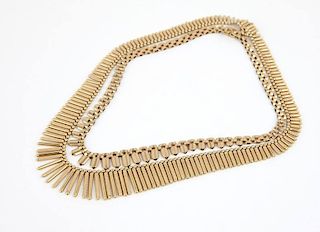 Two gold fringe necklaces