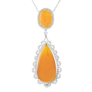 Amber, Diamond and 18K Necklace