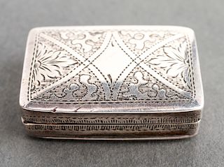 E. Smith English Silver Engraved Vinaigrette 1829