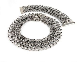Group of silver chainmail jewelry, David Yurman