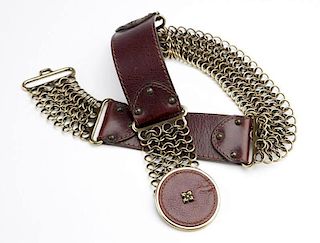 An Alexander McQueen leather and metal chain belt