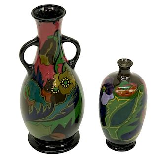 Two (2) Gouda Glazed Art Nouveau Pottery Vases