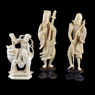 Three (3) Antique Chinese Carved Ivory Figurines