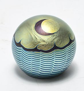 Tiffany Manner Iridescent Glass Paperweight