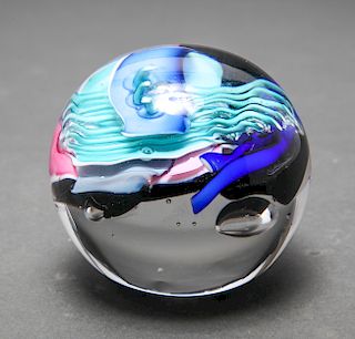 Schmidt Rhea Abstract Art Glass Paperweight