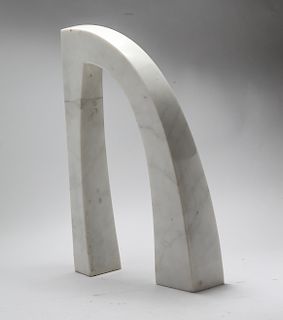 Illegibly Signed Modern White Marble Sculpture