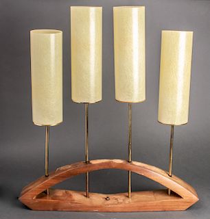 Mid-Century Modern Wood Four-Light Table Lamp