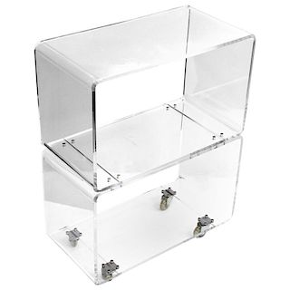 Modern Lucite Two-Tier Rolling Serving Cart