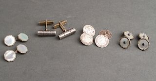 Silver and Silver-Tone Cufflink Assortment, 4 Pair