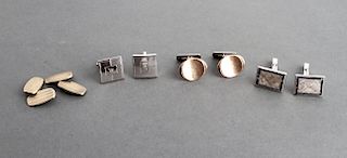 Art Deco Gilt-Silver Cufflinks & Others, 4 Pairs