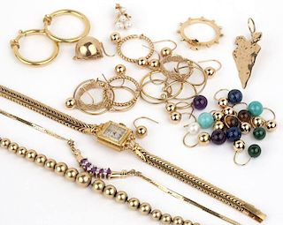 A collection of gold jewelry