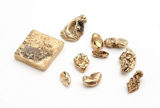 A collection of gold items