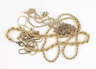 A group of eight gold chain necklaces