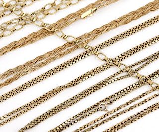 A collection of gold chains
