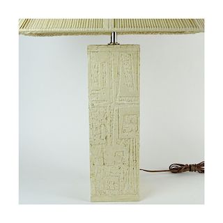 Mid Century Modern Carved Marble Paneled Lamp 