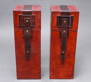 Windermere Leather Wine Boxes, Group of 2
