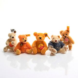 5 SMALL TAGGED AND BUTTONED STEIFF STUFFED BEARS