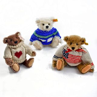 TRIO OF MULTI COLORED ARTICULATED STEIFF TEDDY BEARS