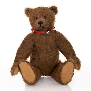 STIER BROWN CIRCUS TEDDY BEAR WITH RED BELL COLLAR