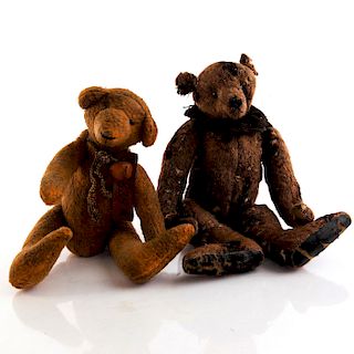 2 HAND MADE DISTRESSED ARTICULATED BEARS