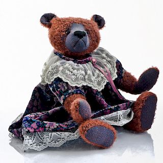 LARGE AMERICANA TEDDY BEAR WITH LACE FRINGE DRESS