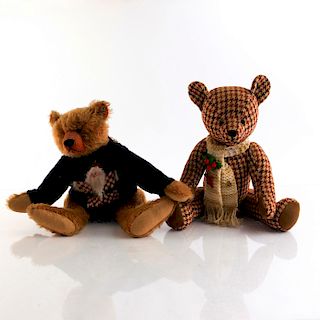 SET OF 2 ARTICULATED WINTER TEDDY BEARS