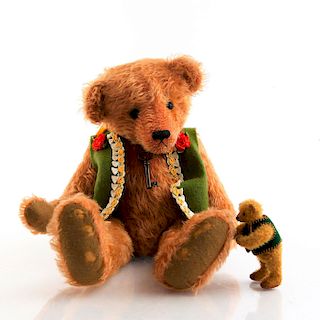 SET OF 2 LARGE AND MINIATURE ARTICULATED TEDDY BEARS