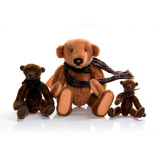 TRIO OF VINTAGE TEDDY BEARS WITH SCARVES