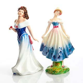 GROUP OF 2 ROYAL DOULTON FIGURINES, LADIES IN BLUE