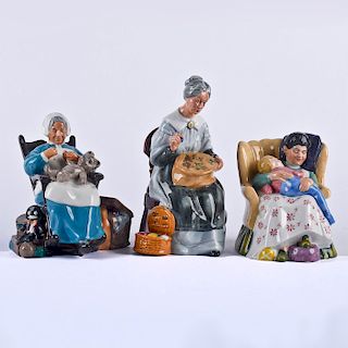 SET OF 3 ROYAL DOULTON FIGURINES, SEATED GRANDMOTHER'S