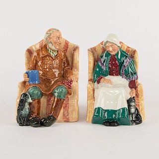 SET OF 2 ROYAL DOULTON FIGURINES, SEATED ELDERLY