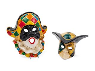 Two Venetian Carnival Masks<br>each in papier mac