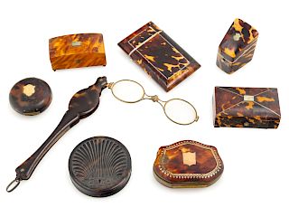 Eight Tortoise Shell Articles<br>19TH CENTURY<br>