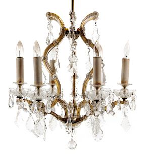 A Gilt Metal and Cut Glass Chandelier