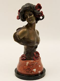 FRENCH ART NOVEAU BUST OF YOUNG WOMAN