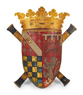 A Large English Tole Coat of Arms<br>Height 50 x 