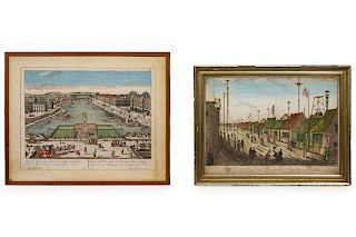 Two Handcolored Engravings<br>Larger 12 3/8 x 17 