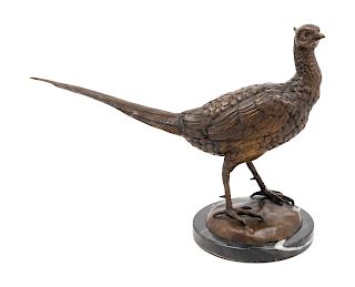 A Bronze Figure of a Pheasant<br>set on a circula