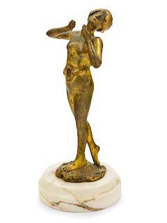 A Gilt Bronze Figure<br>Height overall 8 inches. 